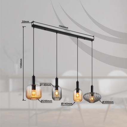 Globo - Suspension sur câble 4xE27/60W/230V