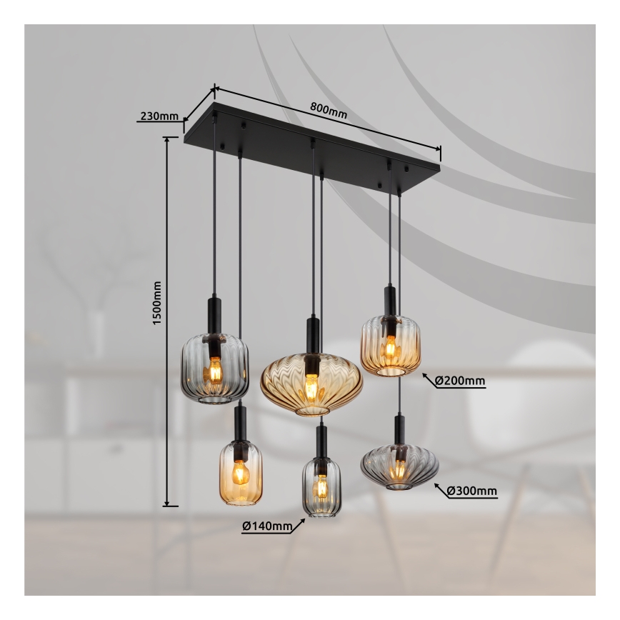 Globo - Suspension à câbles 6xE27/60W/230V