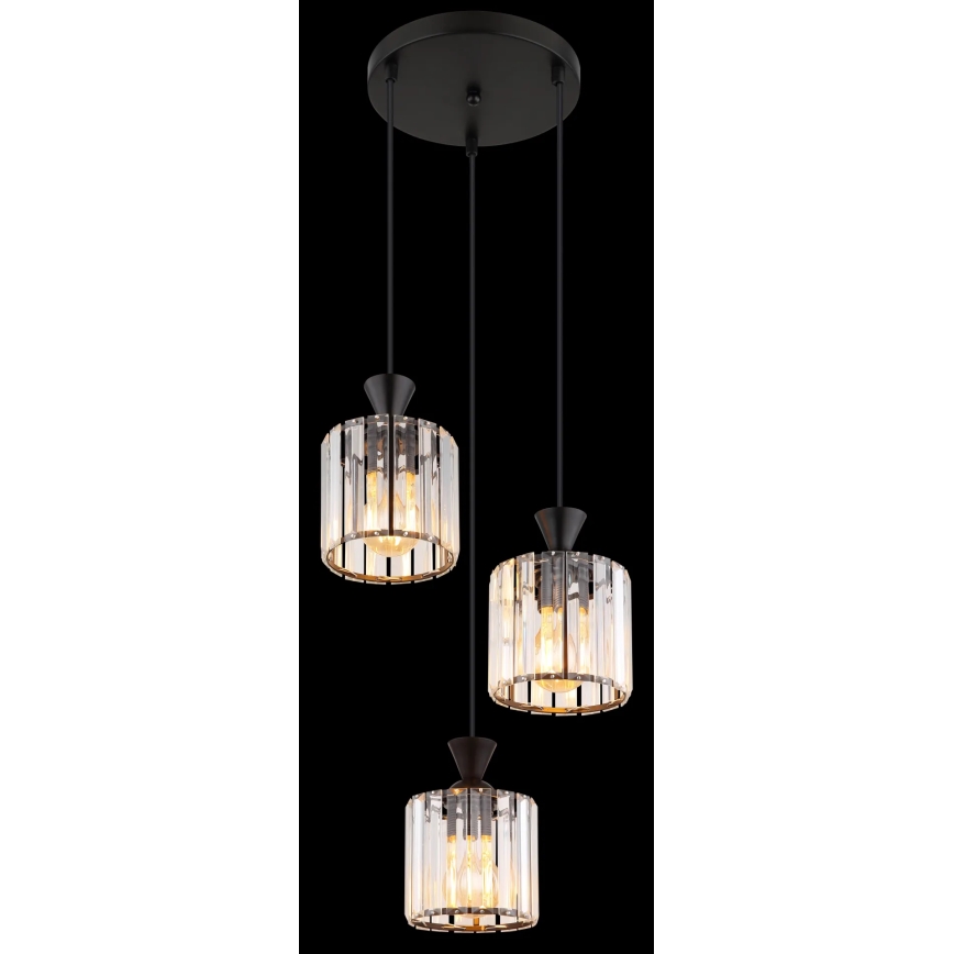 Globo - Suspension filaire 3xE27/60W/230V d. 32 cm noir