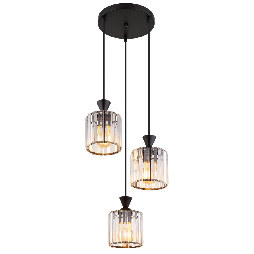 Globo - Suspension filaire 3xE27/60W/230V d. 32 cm noir