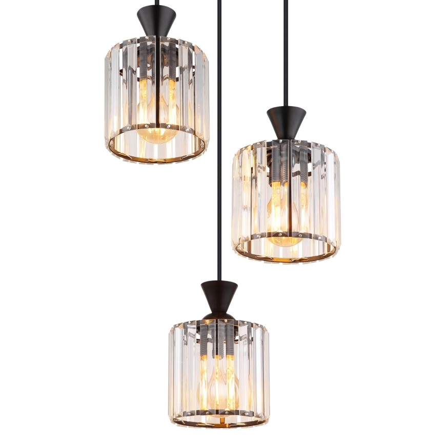 Globo - Suspension filaire 3xE27/60W/230V d. 32 cm noir