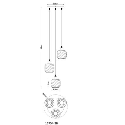 Globo - Suspension filaire 3xE27/25W/230V