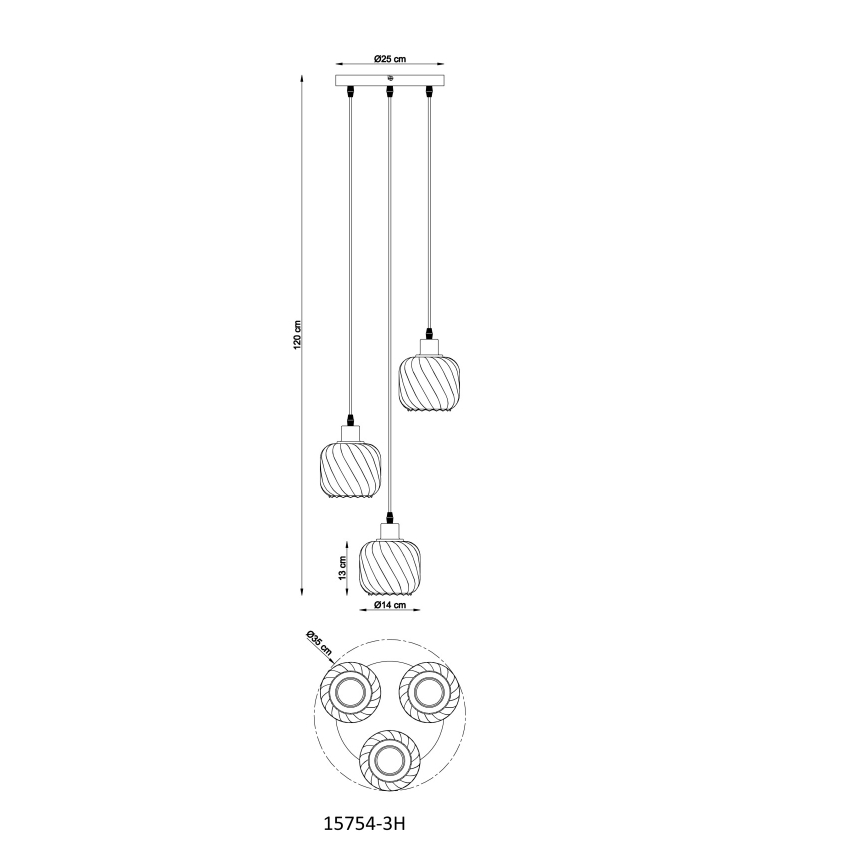 Globo - Suspension filaire 3xE27/25W/230V