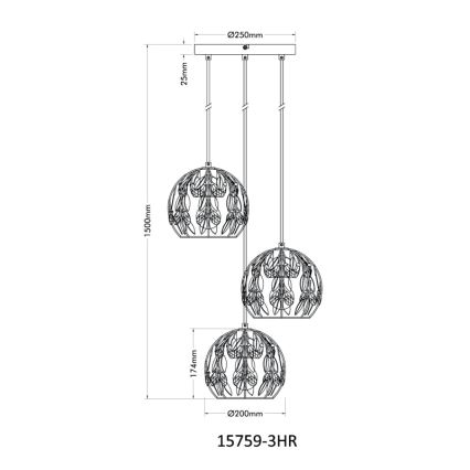 Globo - Suspension filaire 3xE27/40W/230V d. 41 cm