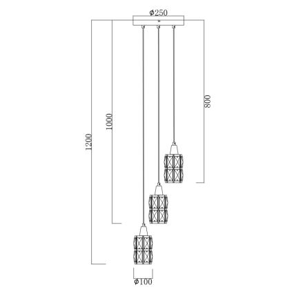 Globo 15760-3 - Lustre en cristal avec fil WOLLI 3xE14/40W/230V