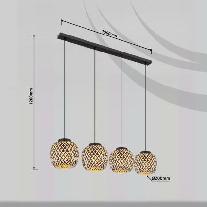 Globo 15766-4H - Suspension filaire COLLY 4xE27/15W/230V