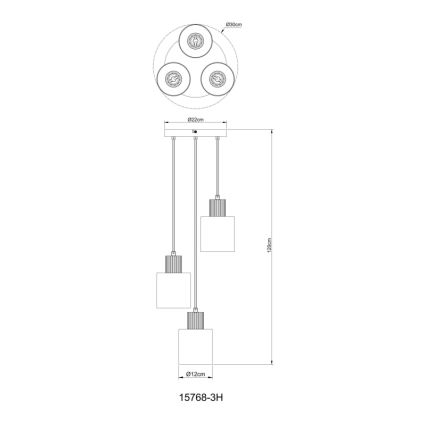 Globo - Suspension sur câble 3x E27/25 W/230 V, Ø 30 cm