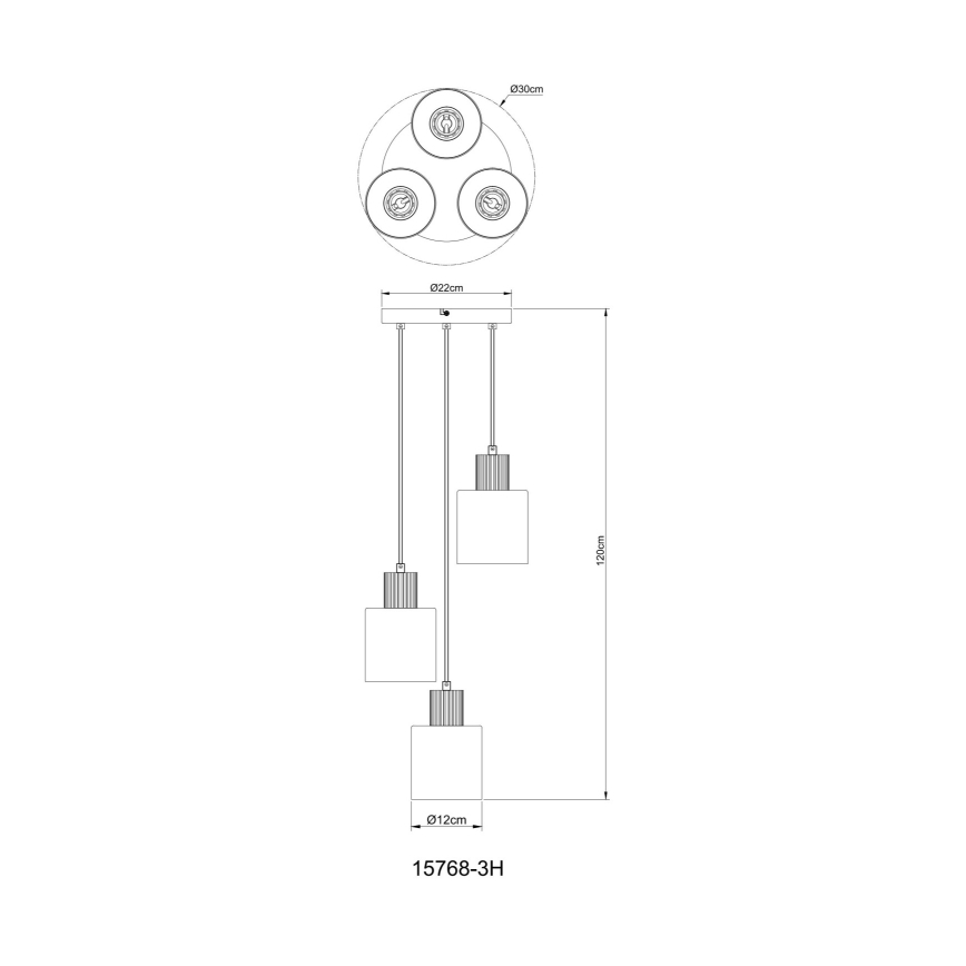 Globo - Suspension sur câble 3x E27/25 W/230 V, Ø 30 cm