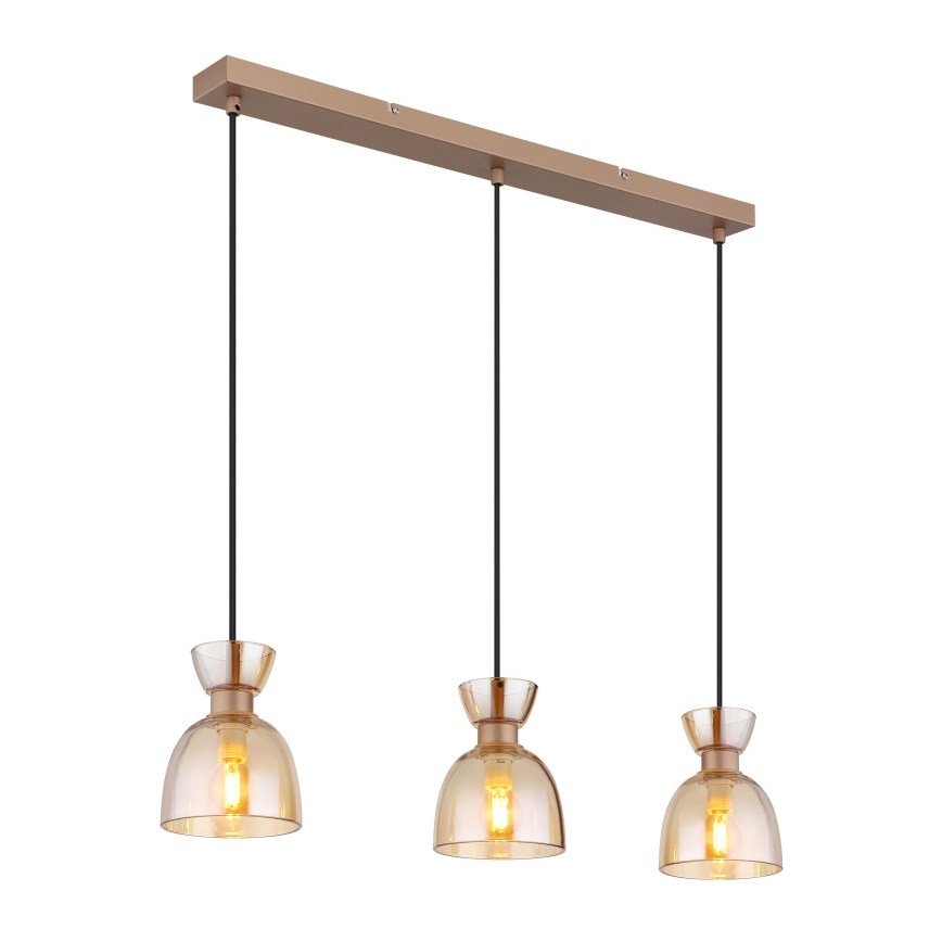 Globo - Suspension filaire 3xE14/40W/230V marron/fumé