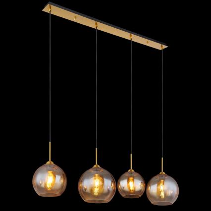 Globo - Suspension sur câble 4xE27/60W/230V en laiton