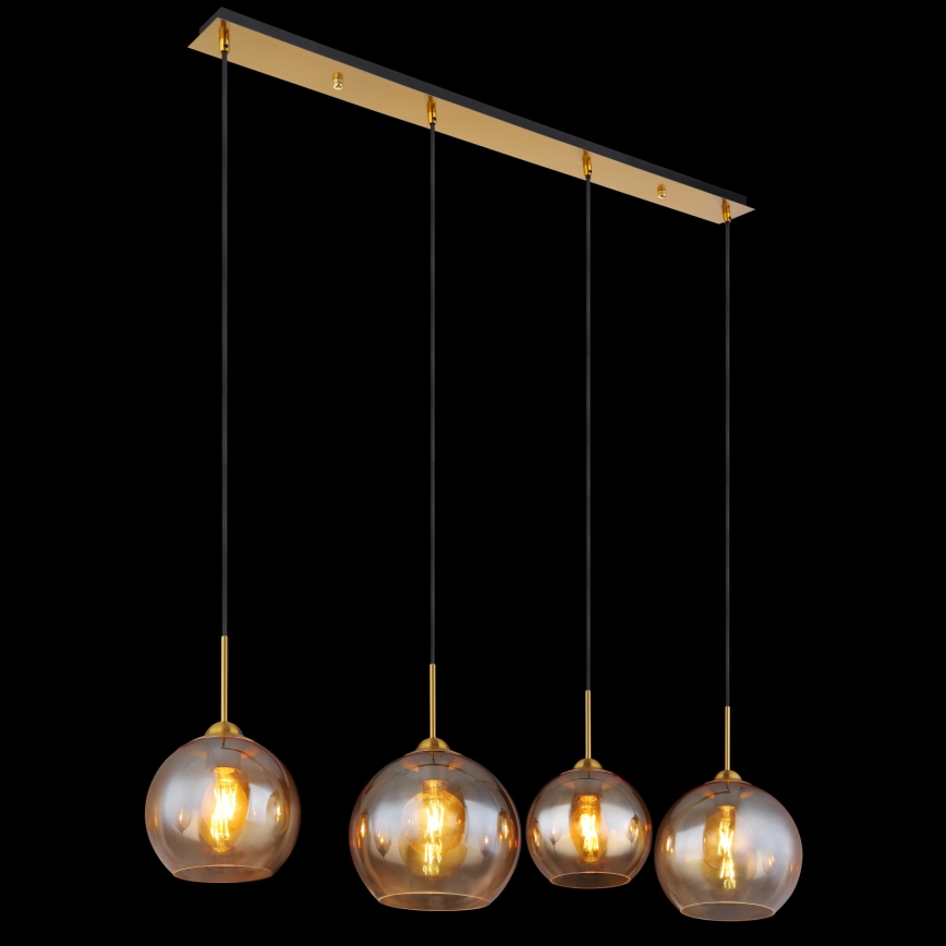 Globo - Suspension sur câble 4xE27/60W/230V en laiton