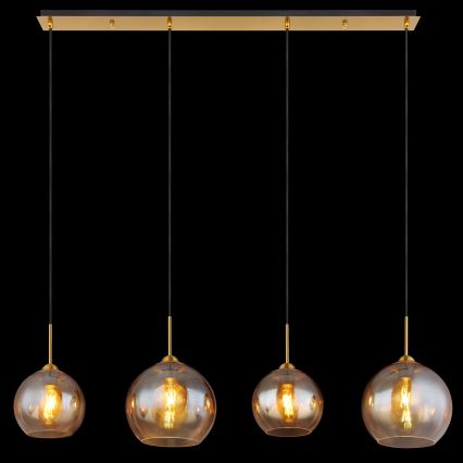 Globo - Suspension sur câble 4xE27/60W/230V en laiton
