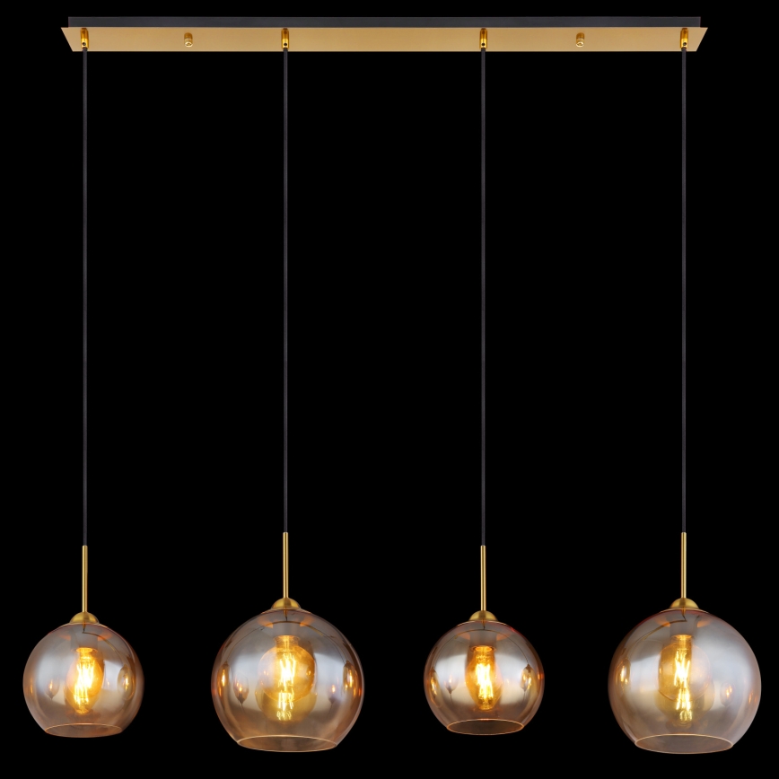 Globo - Suspension sur câble 4xE27/60W/230V en laiton