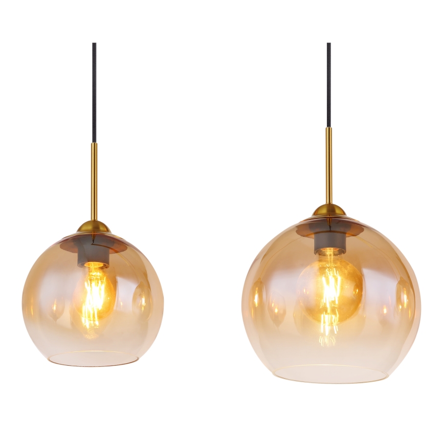 Globo - Suspension sur câble 4xE27/60W/230V en laiton