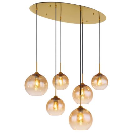 Globo - Suspension sur câble 6xE27/60W/230V, finition laiton