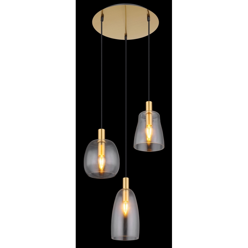 Globo - Suspension filaire 3xE14/40W/230V d. 43 cm laiton