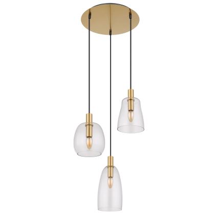Globo - Suspension filaire 3xE14/40W/230V d. 43 cm laiton