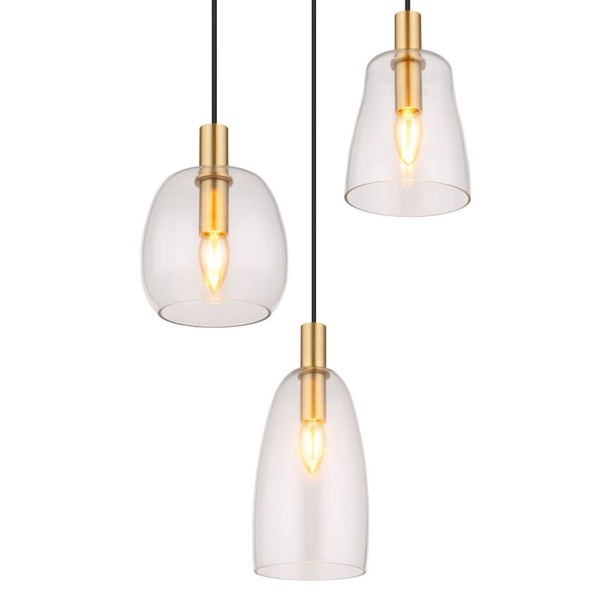 Globo - Suspension filaire 3xE14/40W/230V d. 43 cm laiton