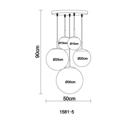 GLOBO 1581-5 - Plafonnier BALLA 5xE27/60W