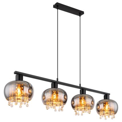 Globo - Suspension filaire 4xE27/9W/230V noir