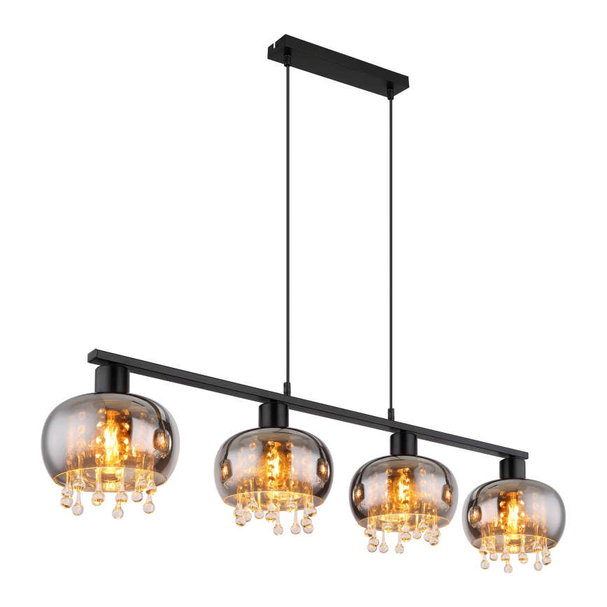 Globo - Suspension filaire 4xE27/9W/230V noir