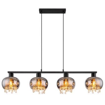 Globo - Suspension filaire 4xE27/9W/230V noir