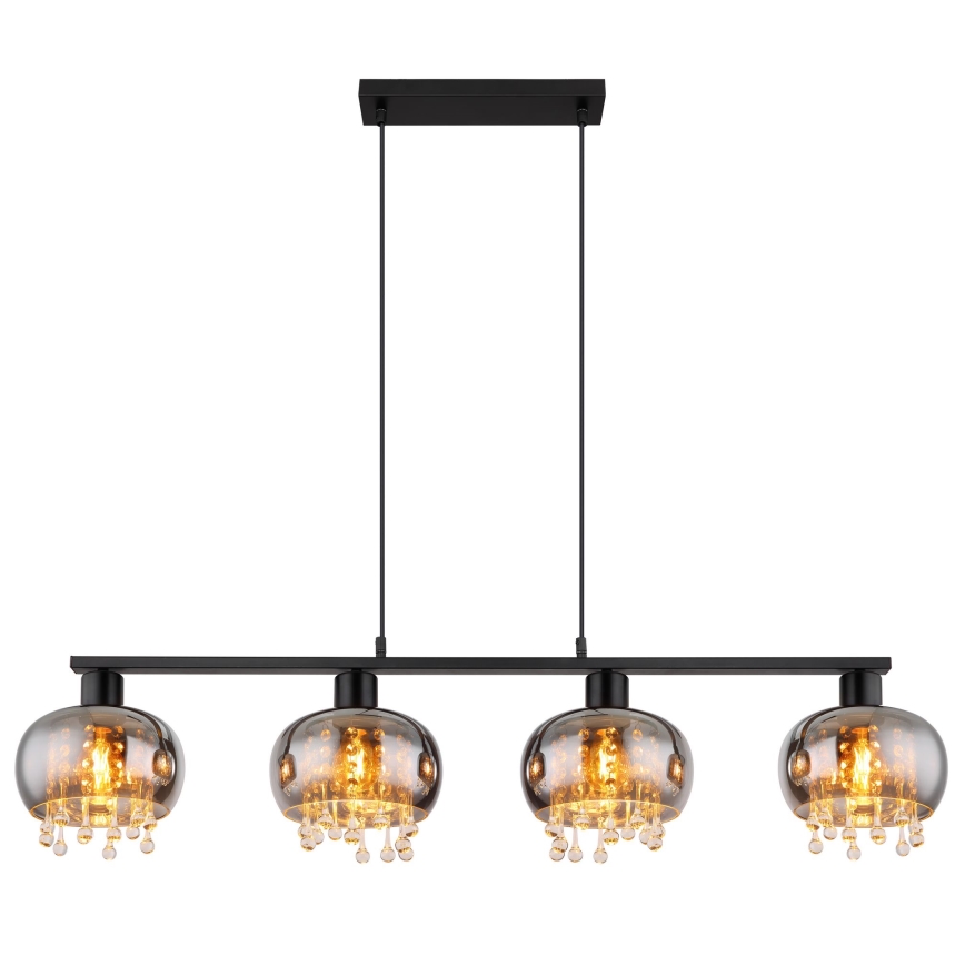 Globo - Suspension filaire 4xE27/9W/230V noir