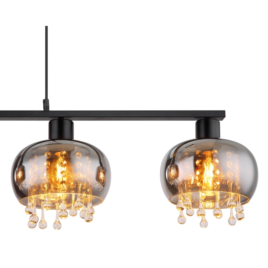 Globo - Suspension filaire 4xE27/9W/230V noir