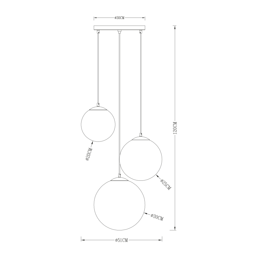 Globo - Suspension filaire 3xE27/40W/230V d. 51 cm