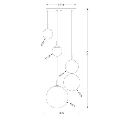 Globo - Suspension filaire 5xE27/40W/230V d. 65 cm
