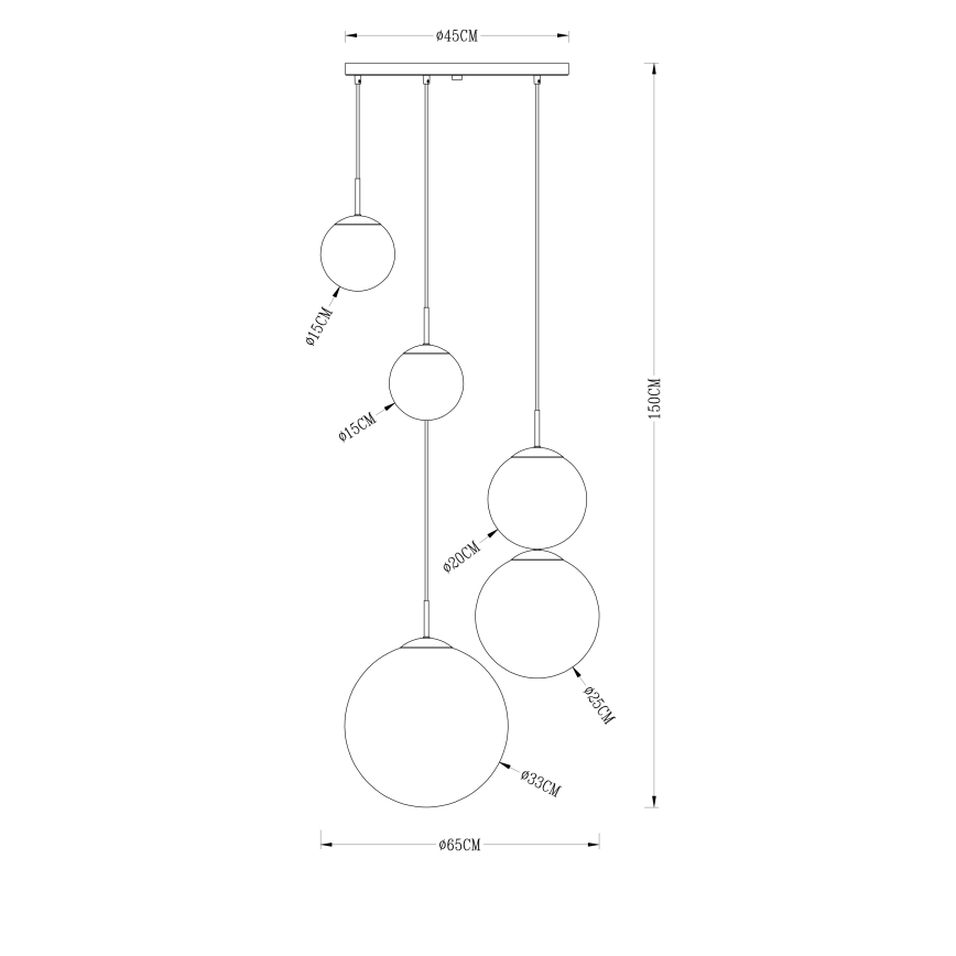 Globo - Suspension filaire 5xE27/40W/230V d. 65 cm