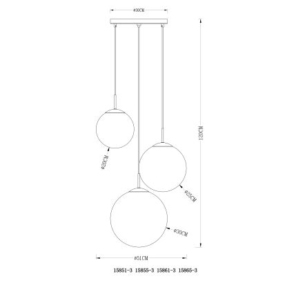 Globo - Suspension filaire 3xE27/40W/230V