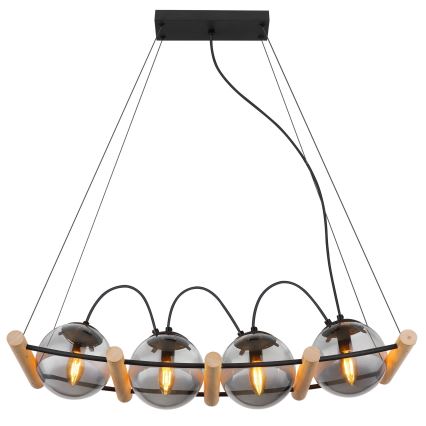 Globo - Suspension filaire 4xE14/15W/230V hévéa
