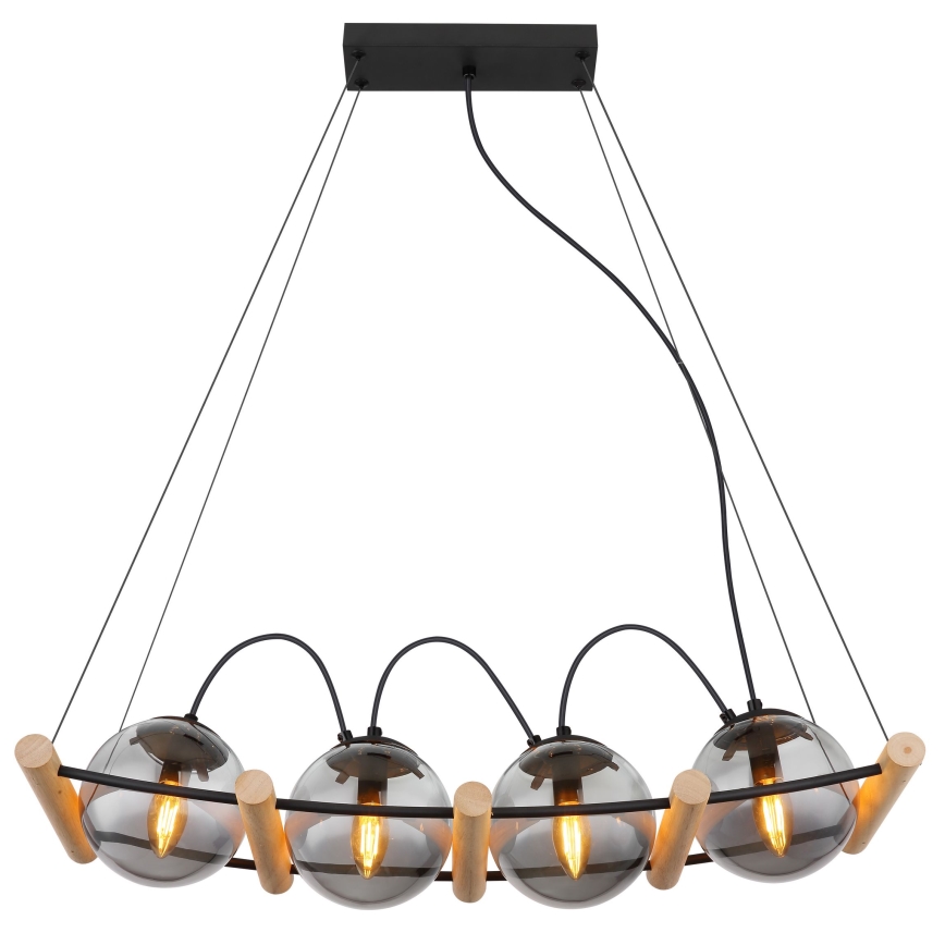 Globo - Suspension filaire 4xE14/15W/230V hévéa