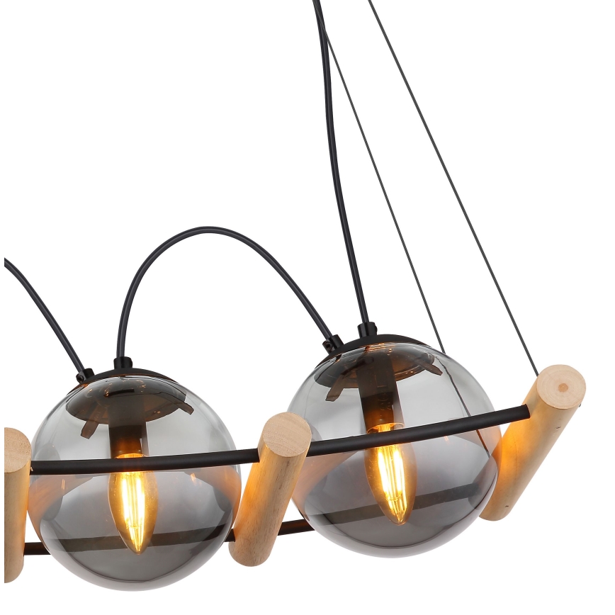 Globo - Suspension filaire 4xE14/15W/230V hévéa
