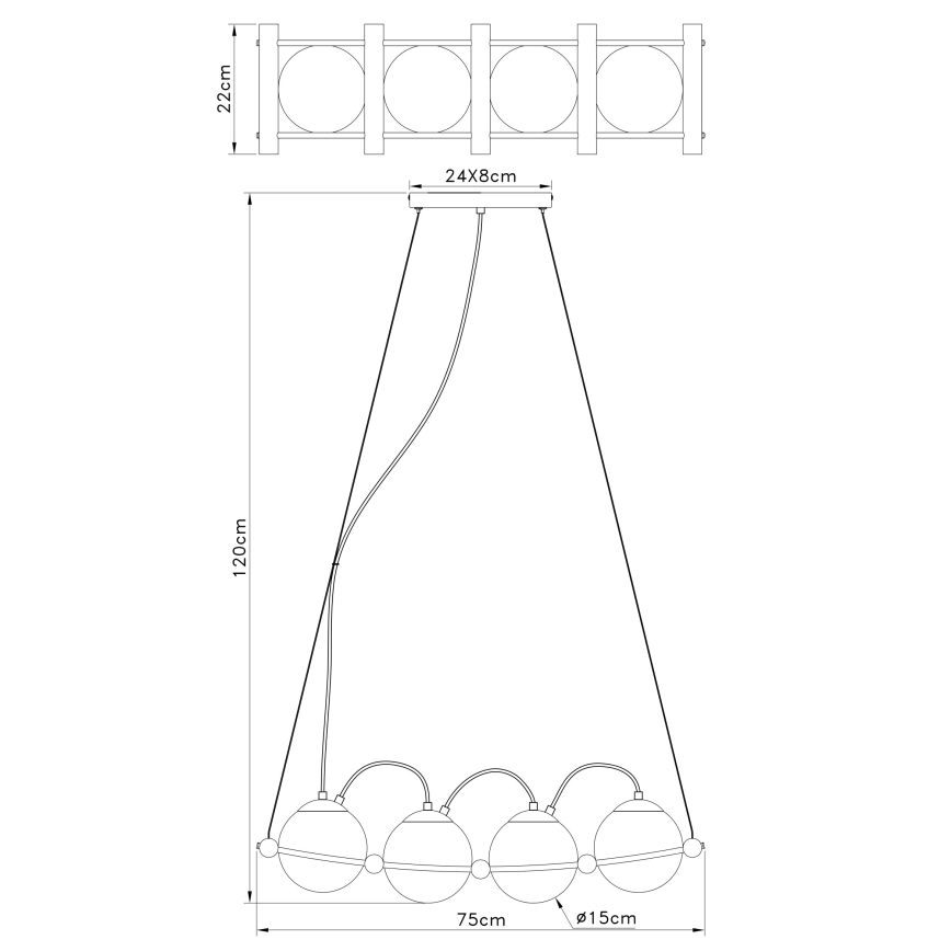 Globo - Suspension filaire 4xE14/15W/230V hévéa