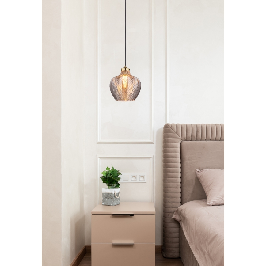 Globo - Suspension sur câble 1xE27/60W/230V Ø 22 cm fumé