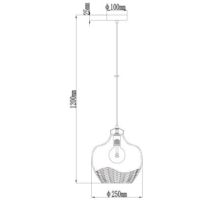 Globo - Suspension sur câble 1xE27/60W/230V Ø 22 cm fumé