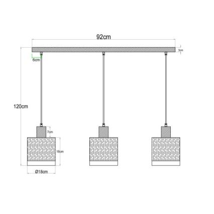 Globo - Suspension sur câble 3xE27/60W/230V