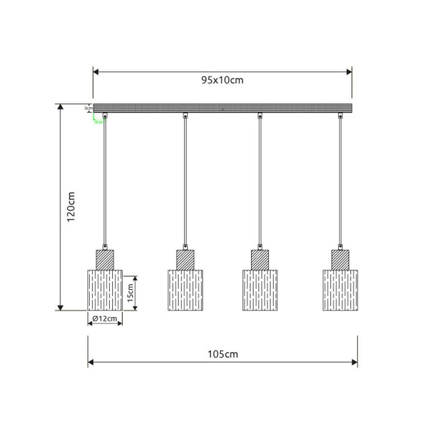 Globo - Suspension sur câble 4xE27/40W/230V