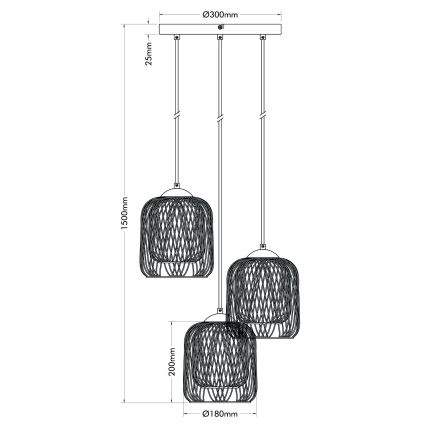 Globo - Suspension sur câble 3xE27/40W/230V