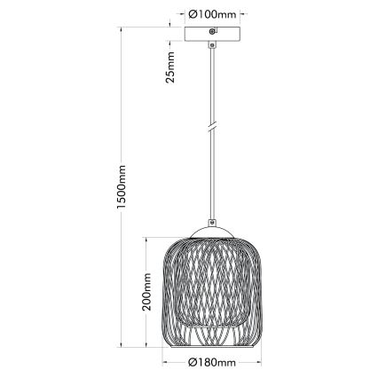 Globo - Suspension sur câble 1 x E27 / 40 W / 230 V, Ø 18 cm