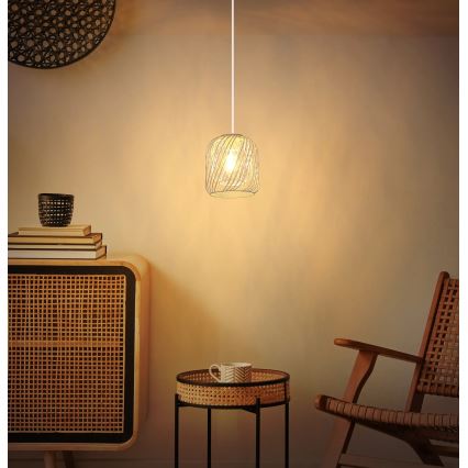 Globo - Suspension sur câble 1xE27/40W/230V Ø 18 cm beige/blanc
