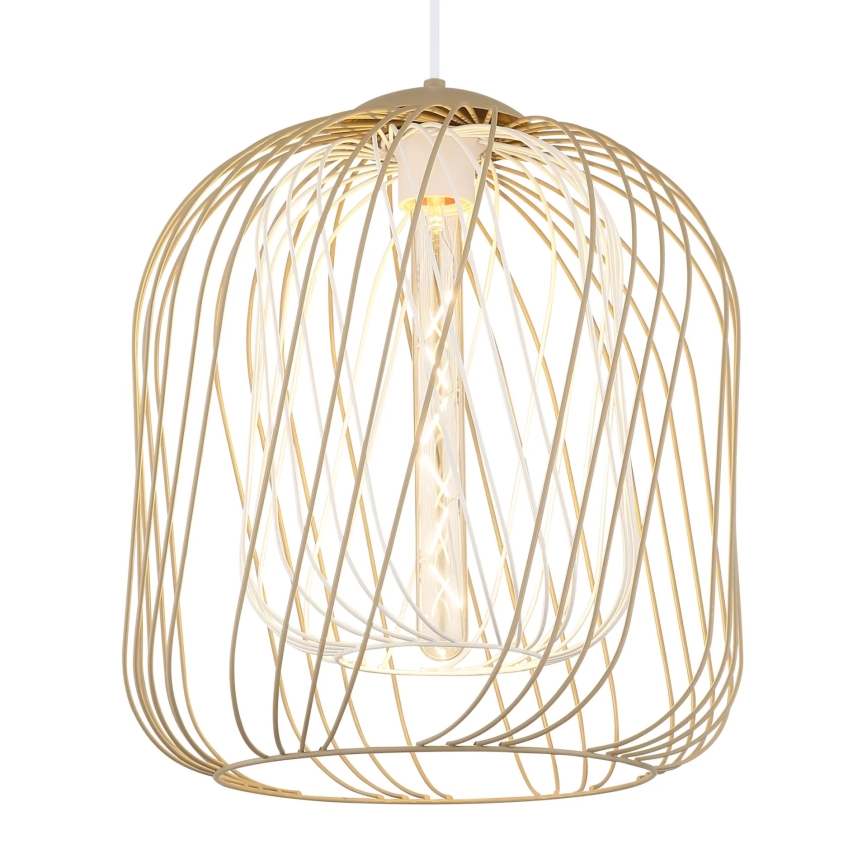 Globo - Suspension sur câble 1xE27/40W/230V Ø 35 cm beige/blanc