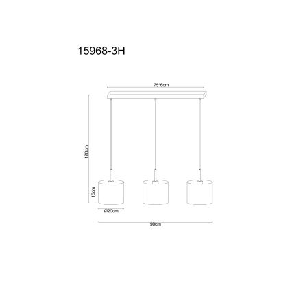 Globo - Suspension sur câble 3xE27/40W/230V