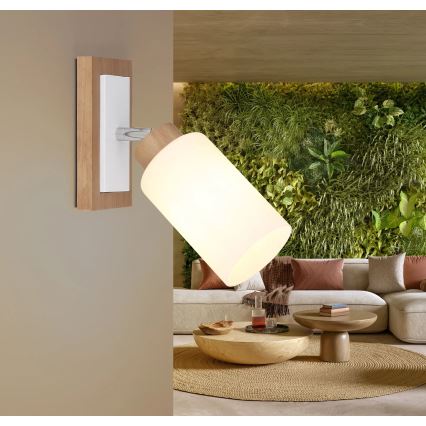 Globo - Applique murale spot 1xE27/60W/230V chêne/blanc