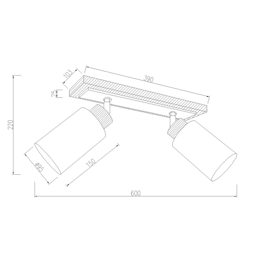 Globo - Spot orientable 2xE27/60W/230V chêne/blanc