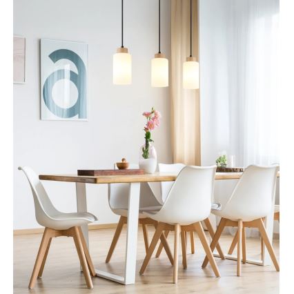 Globo - Suspension sur câble 3xE27/60W/230V chêne/blanc