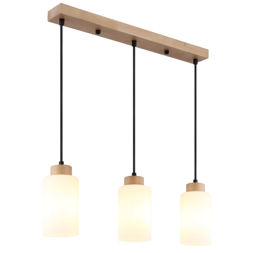 Globo - Suspension sur câble 3xE27/60W/230V chêne/blanc