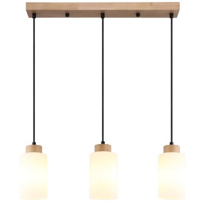 Globo - Suspension sur câble 3xE27/60W/230V chêne/blanc